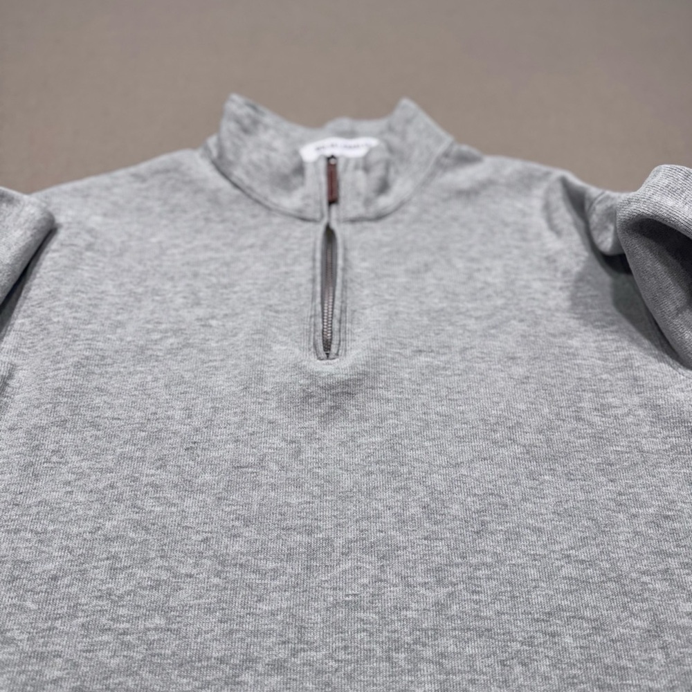 Lands' End Men's Light Gray Quarter Zip-Up Sweater - Picture 3 of 9